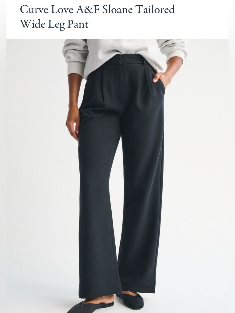Abercrombie & Fitch Black Tailored Wide-Leg Pants
